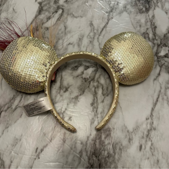 Disney Parks Minnie Mouse Gold Sequin Feather Flapper Roaring 20’s Ear Headband - Picture 2 of 2